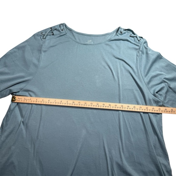 J. Jill Pima Laced Shoulder Tunic 4X Soft Blue Long Sleeve Top Office Wear - Picture 8 of 9